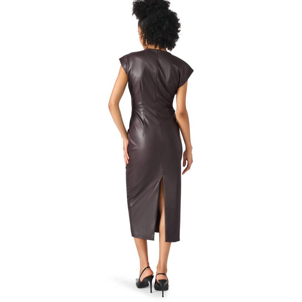 NEW STEVE MADDEN chiara midi dress in fossil brown - Picture 4 of 5